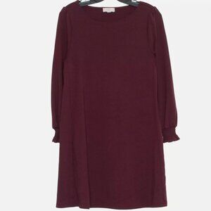 LOFT Maroon Long Sleeve Mini Dress - Size Small Petite